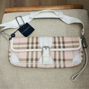 Burberry Beige and Pink Plaid Clutch